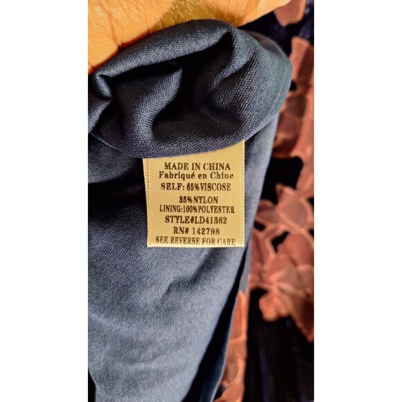 LOVERICHE Dark Floral Velvet Burnout Knee Length Tunic Top Sz M Boho Western - Picture 4 of 12